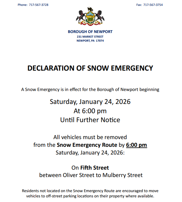 DECLARATION OF SNOW EMERGENCY
